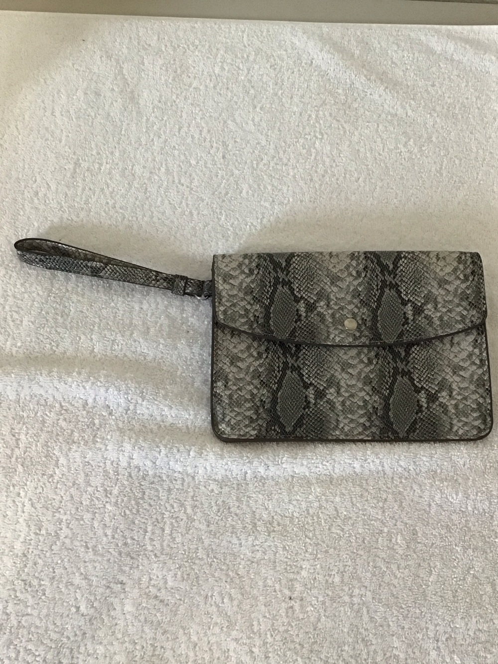 Ann Taylor Snake-Print Wristlet Clutch - Gray and Black